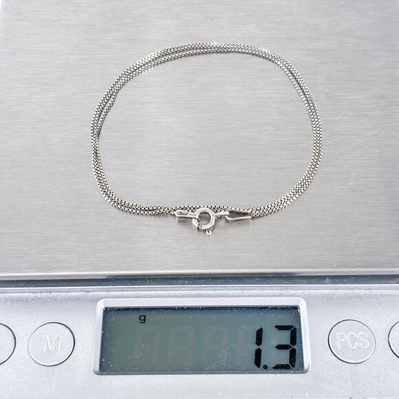 Vintage Italy Sterling Silver 925 0.7mm Box Chain Necklace 19” - Picture 2 of 3